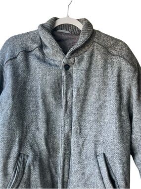 ✨ Kestila Men’s Gray Wool Blend Collar Jacket Tailored Coat Stylish Trim Detail